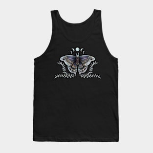 Peacock moth with leaves and the moon phases Tank Top